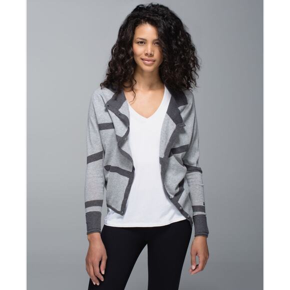 LuluLemon After Class Two Tone Charcoal Grey Cardigan Sweater - Picture 1 of 8